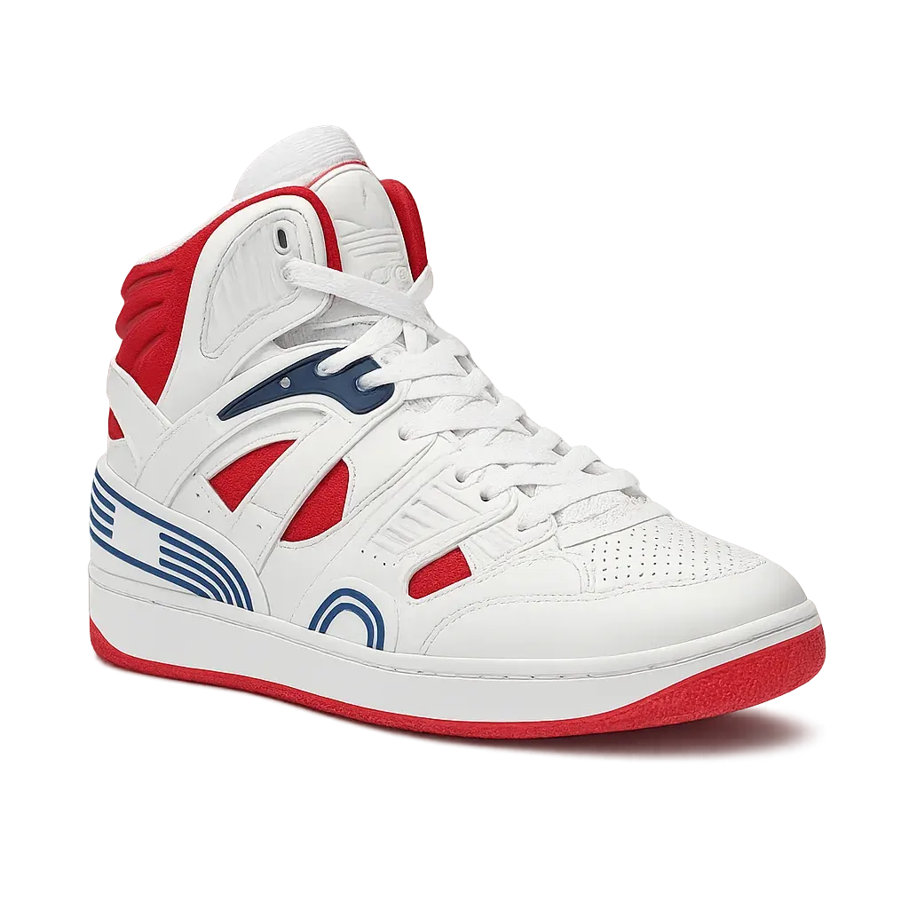 Gucc! Basket High-Top Sneakers in White Red - Multiple Colors Available