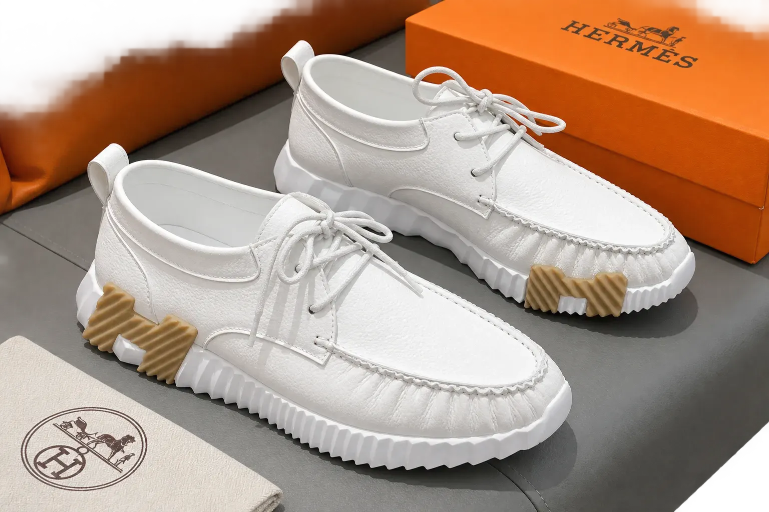 H3rmes casual moccasin-style sneakers with unique sole design - Multiple Colors Available