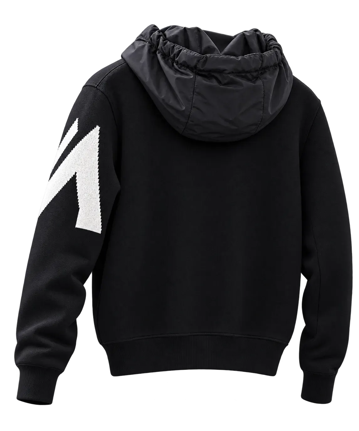M0ncler hooded jacket with white sleeve detail