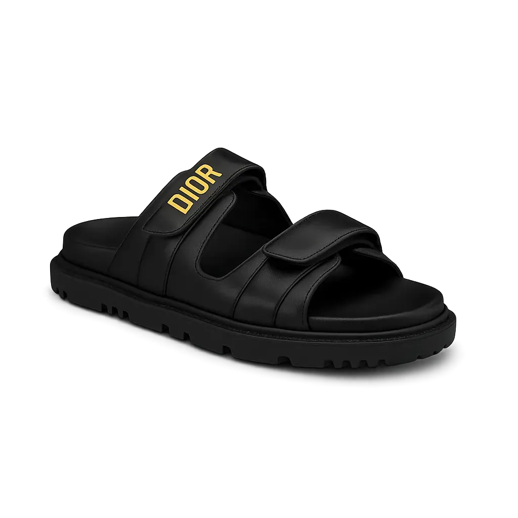 D!or Black Leather Slide Sandals - Multiple Colors Available