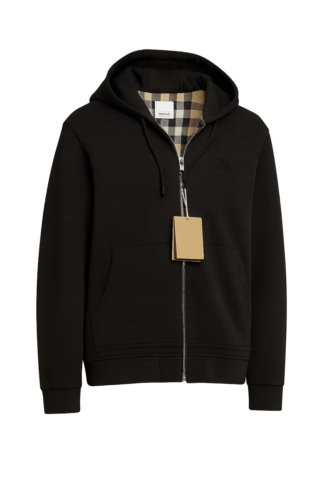 Burberr! Burberry style zip-up hoodie with check lining - Multiple Colors Available