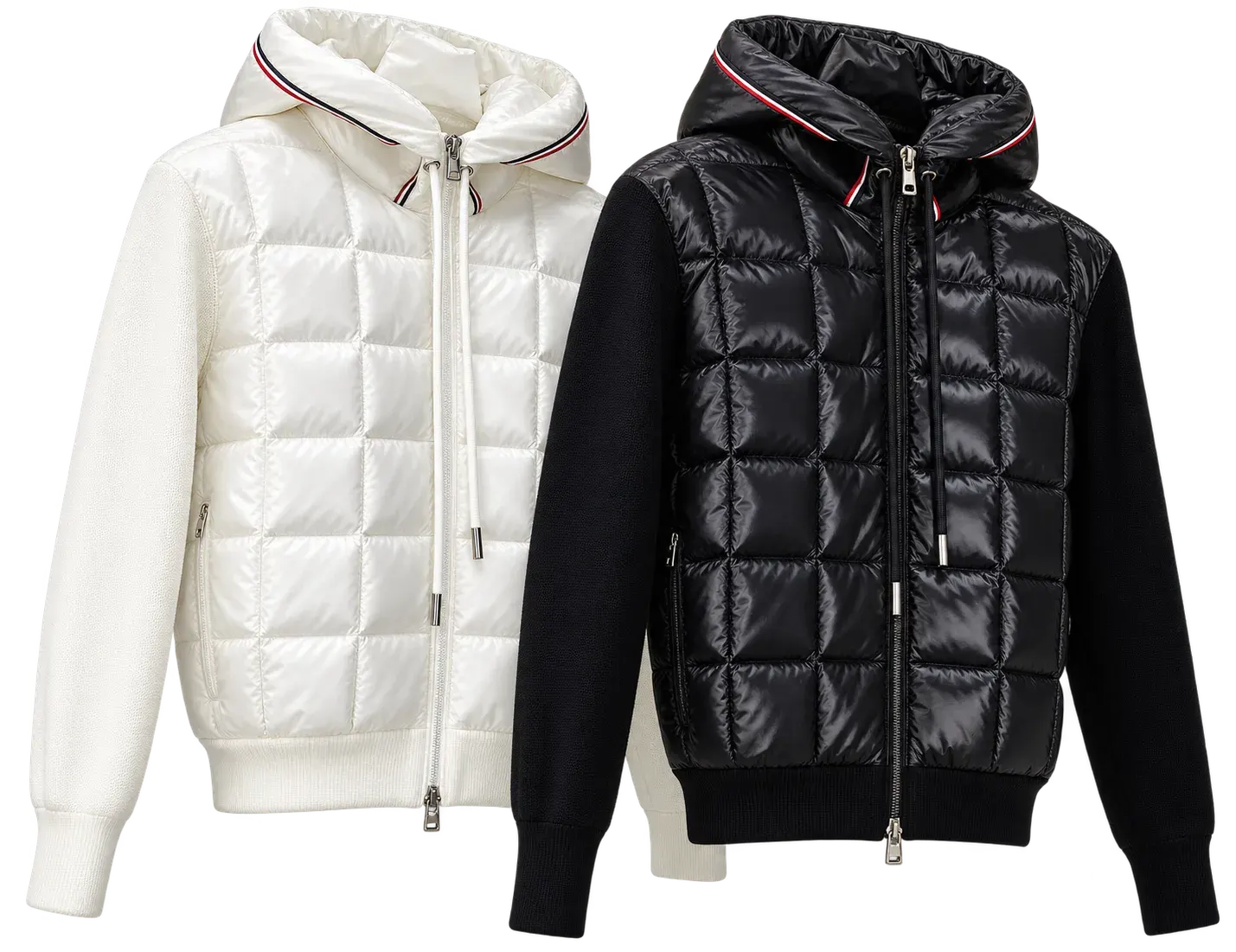 M0ncler hooded down jacket with knit sleeves - Multiple Colors Available