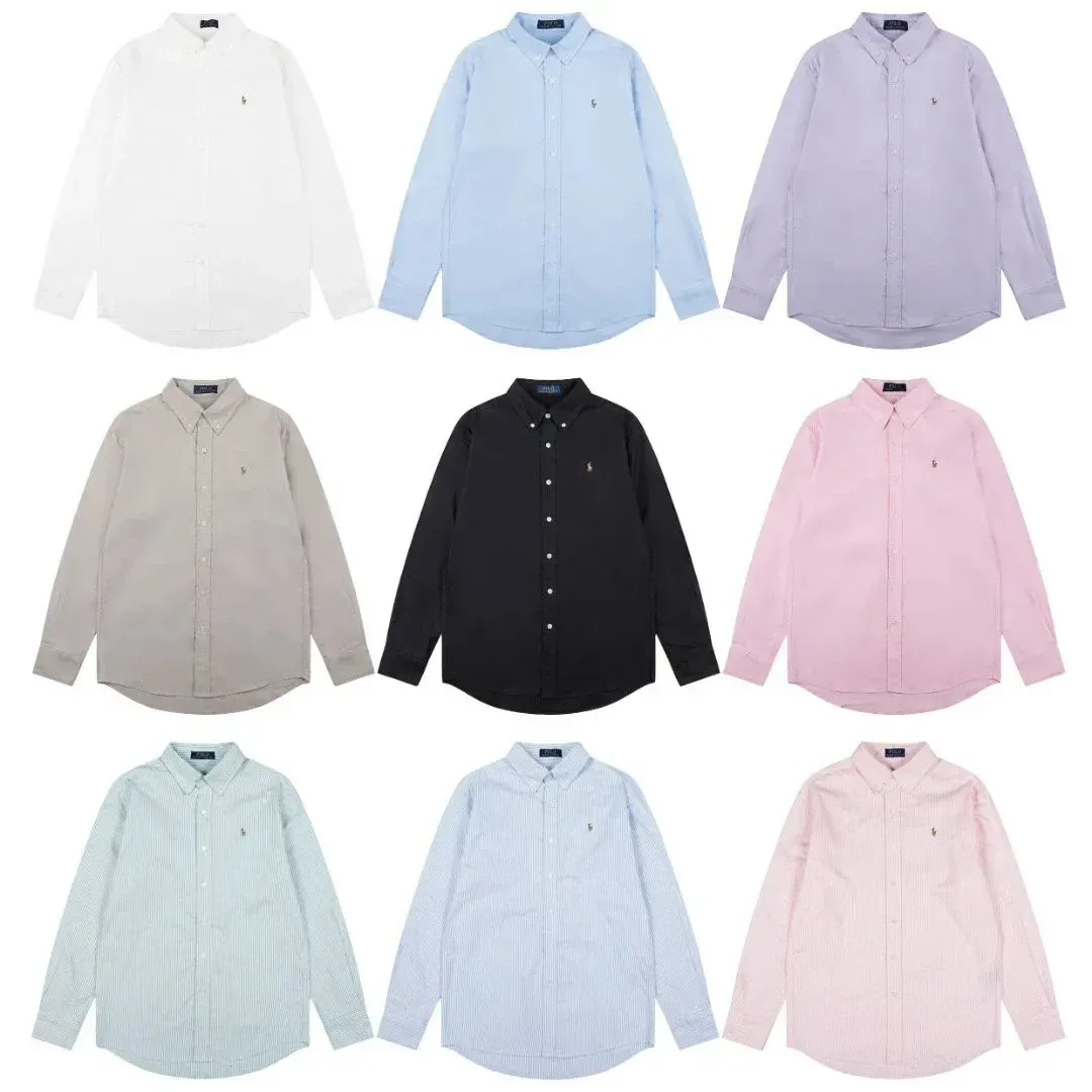 2025 New Ralph RL Classic Color Pony Embroidery Joker Shirt Long Sleeve Simple Daily Couple Same Style