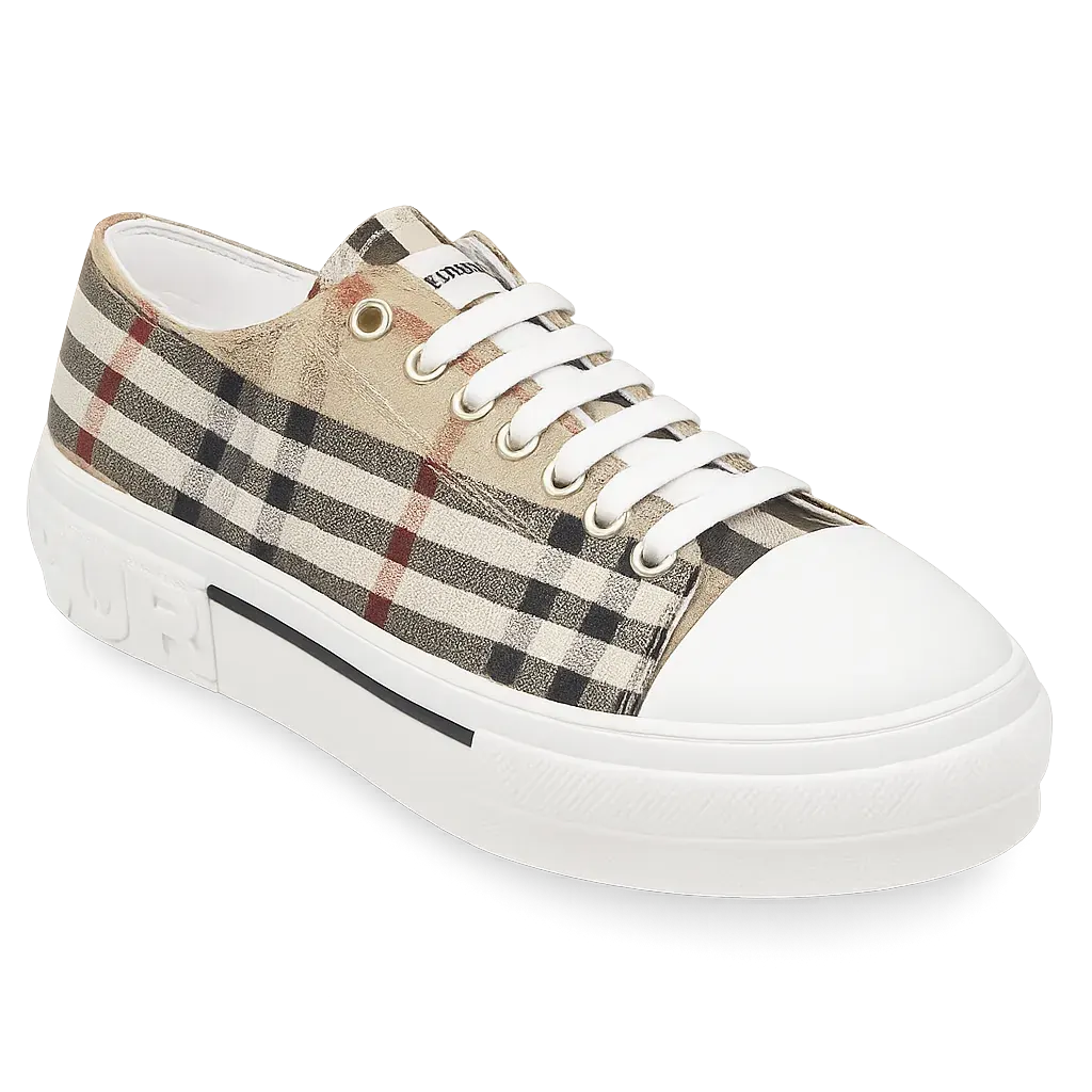 Burberr! Burberry plaid canvas sneakers with platform sole