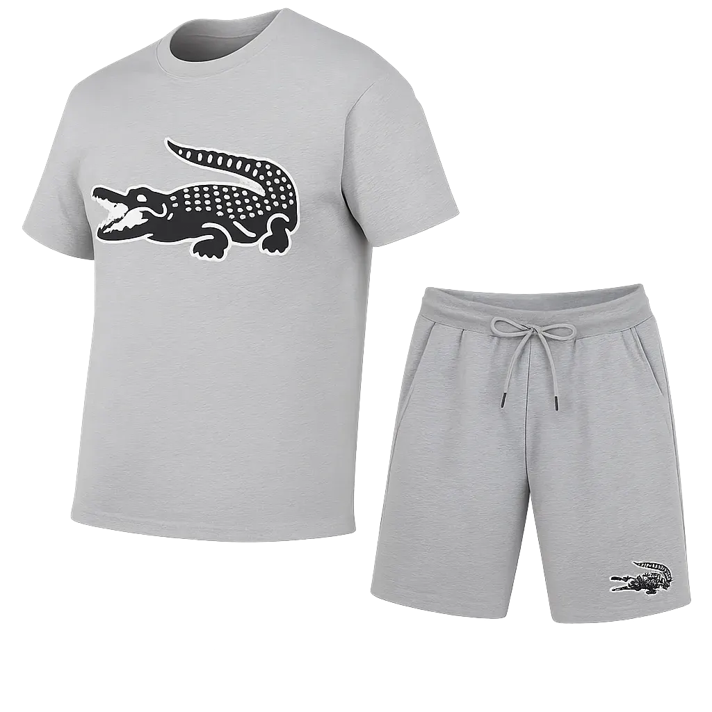 Lac0ste crocodile logo summer tracksuit set - Multiple Colors Available