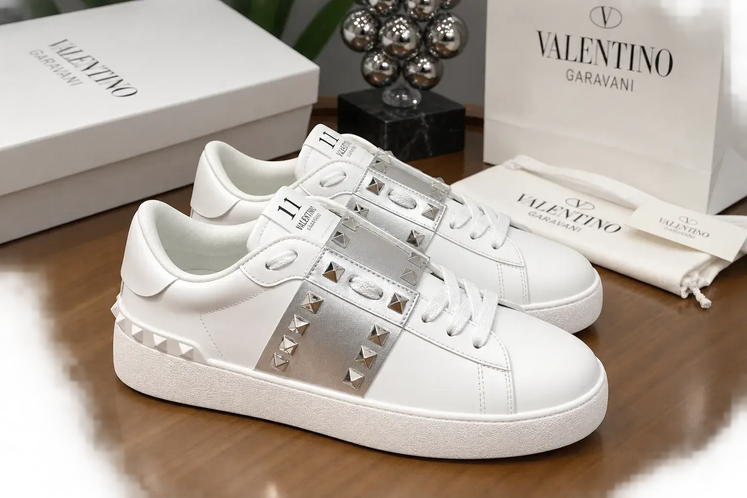 Va1entino Rockrunner in white with studs - Multiple Colors Available