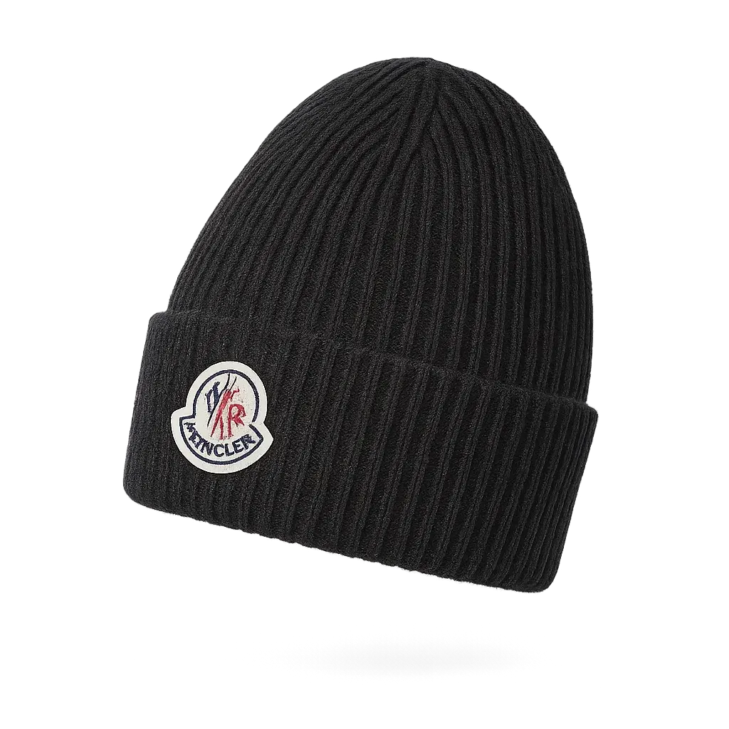 M0ncler ribbed knit beanie with logo patch - Multiple Colors Available