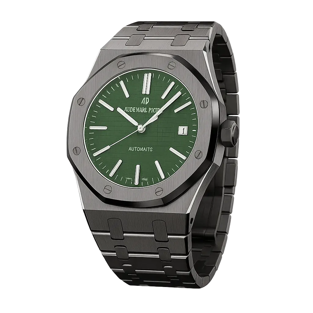 Aud3mars Piguet Royal Oak style watch with green dial - Multiple Colors Available