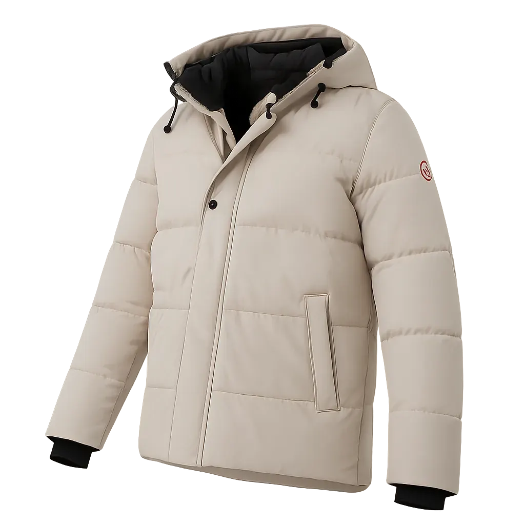 Off-white with a red label