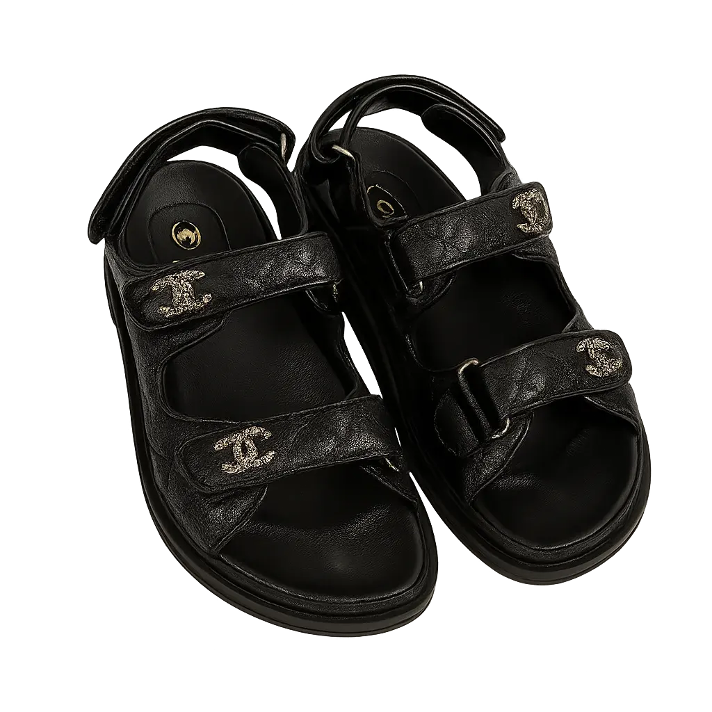 Black leather with gold buckle