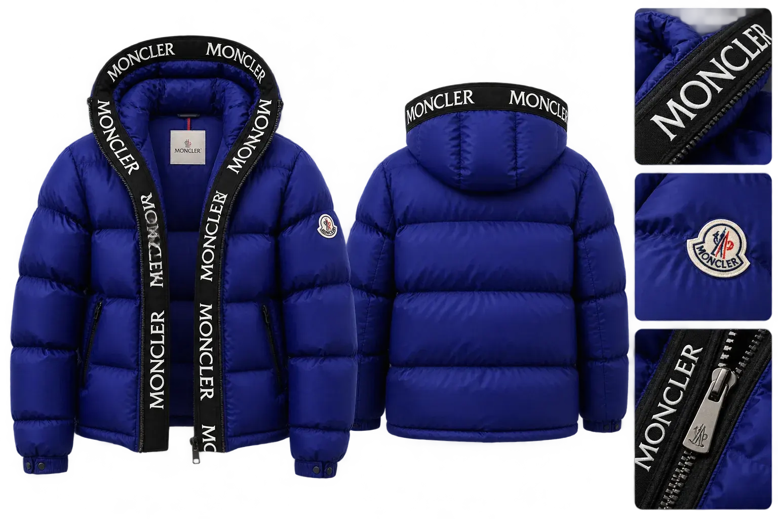 M0ncler Puffer Jacket with Logo Hood - Multiple Colors Available