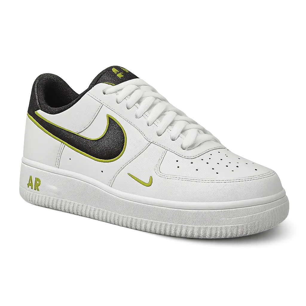 N!ke Air Force 1 in white and black with neon - Multiple Colors Available