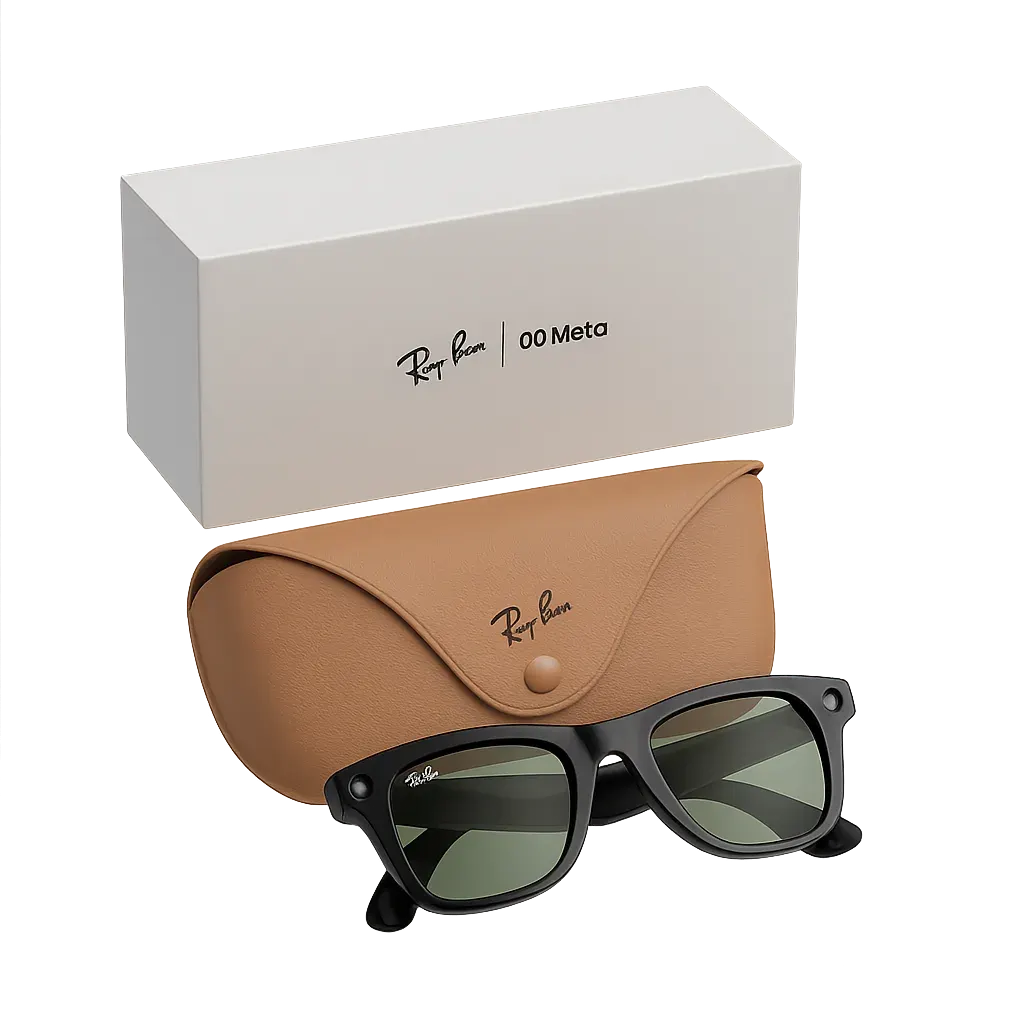 R4y-Ban Meta smart glasses with case