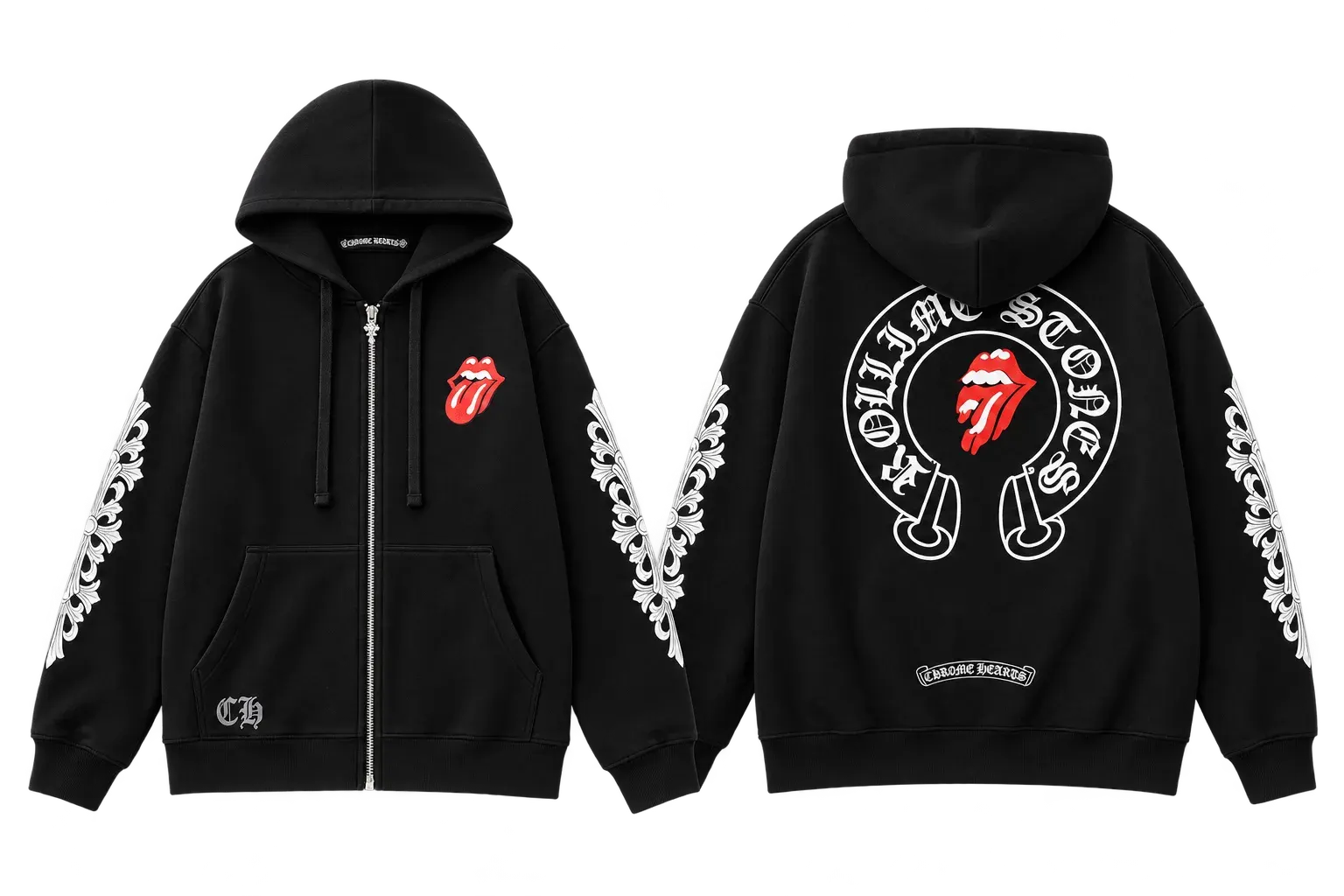Chr0me Hearts x Rolling Stones Horseshoe Zip Hoodie – Multiple Colors Available