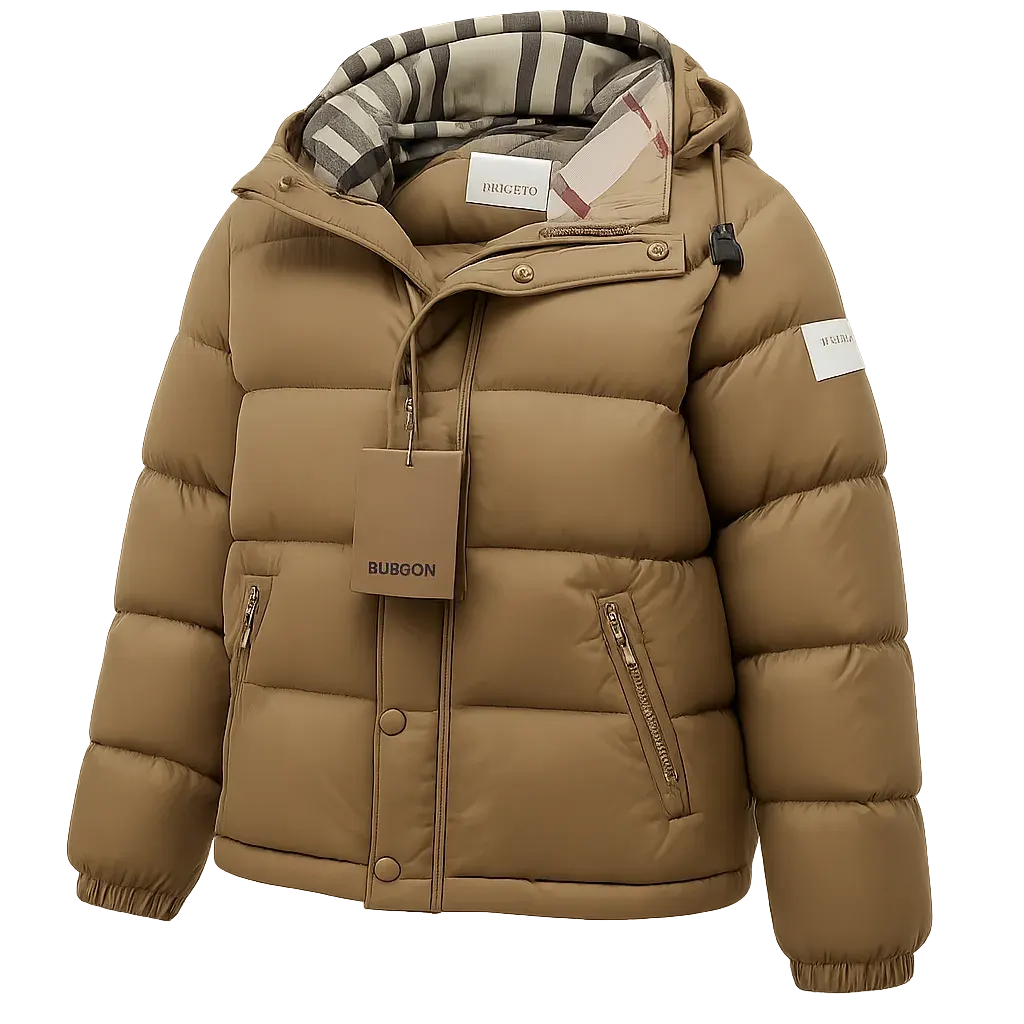 Bu1berry Down Jacket with hooded check lining - Multiple Colors Available