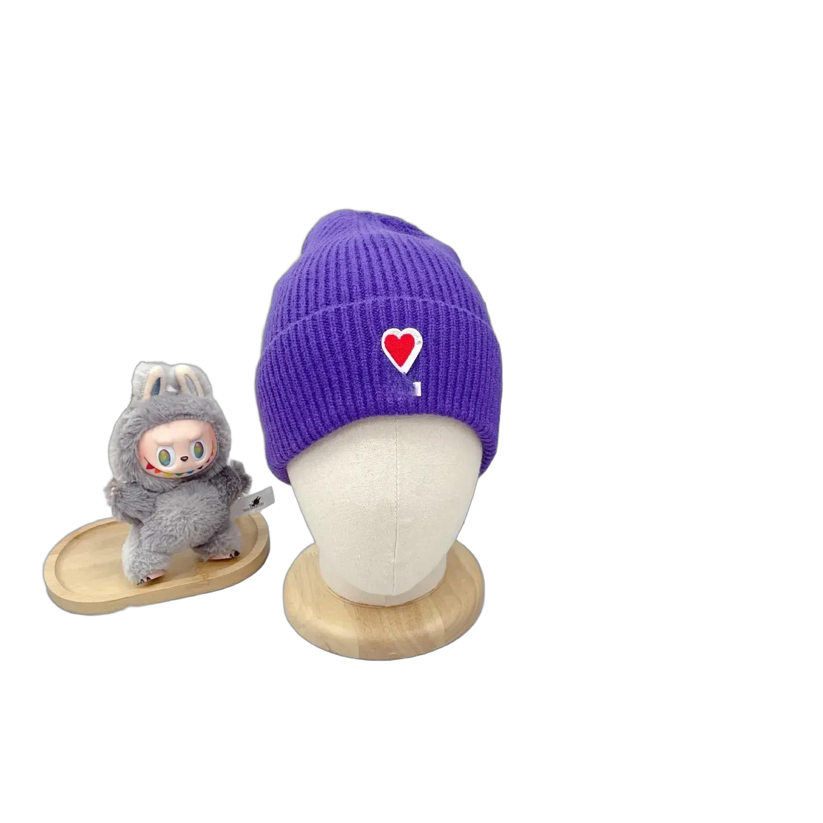 Am! Heart-Logo Ribbed Beanie - Multiple Colors Available
