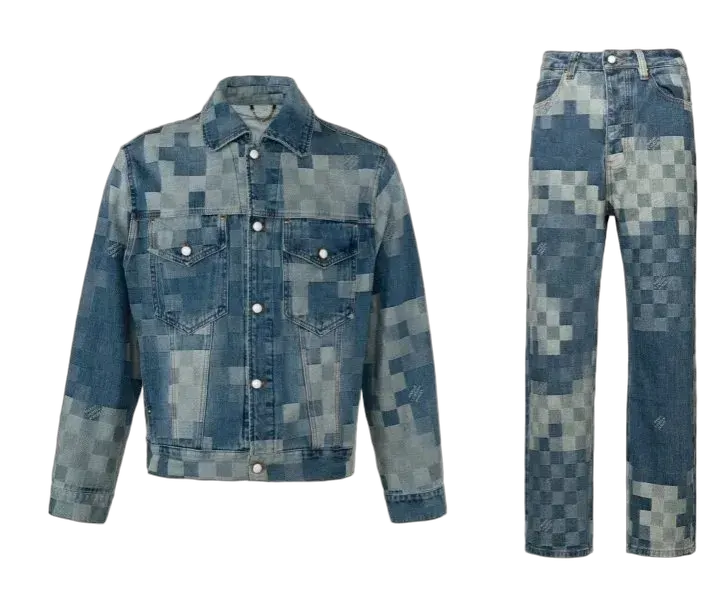 Lou!s Vuitton Damier Denim Jacket & Jeans Set