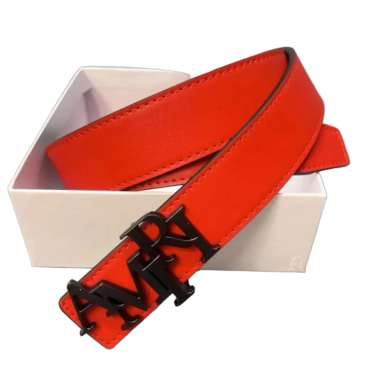 3.8cm red with black buckle (double-sided belt, black and red)