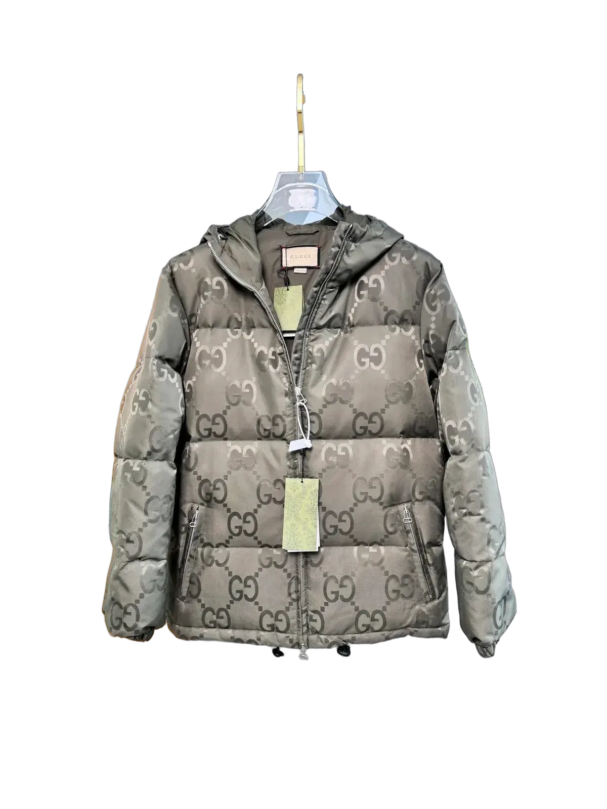 Gucc! Monogram Hooded Puffer Jacket