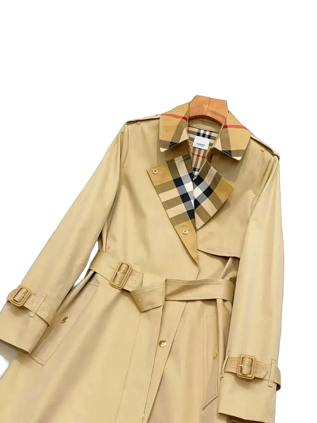 Burberr! Check-Lined Belted Trench Coat