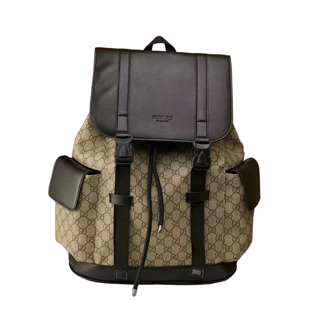 Gucc! GG Monogram Backpack with Leather Trim - Multiple Colors Available