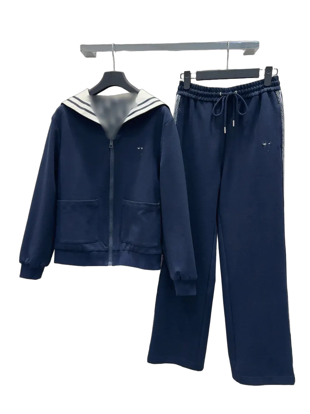 Sailor collar tracksuit in dark blue and gray - Multiple Colors Available