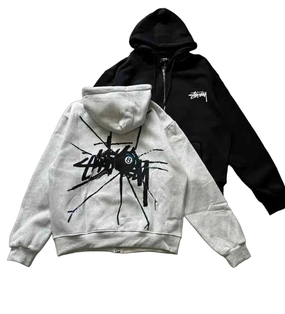 Grey Spider Web Zipper Swedshirt