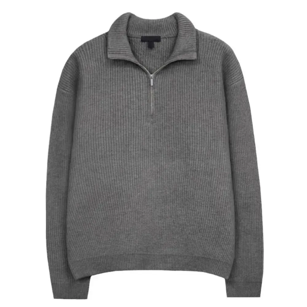 Half-zip stand-collar knit sweater - Multiple Colors Available