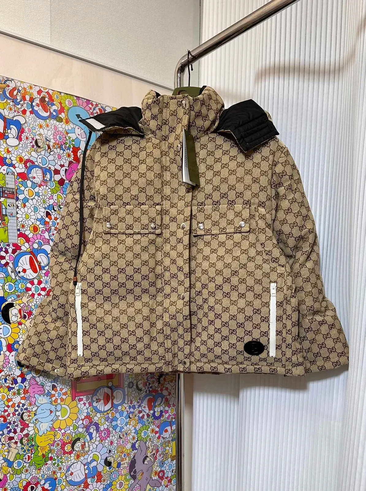 Gucc! GG Monogram Hooded Puffer Vest