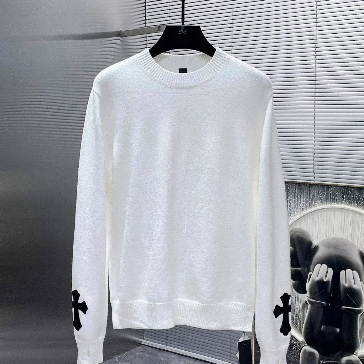 Chr0me Hearts style sweater with cross patch detail - Multiple Colors Available