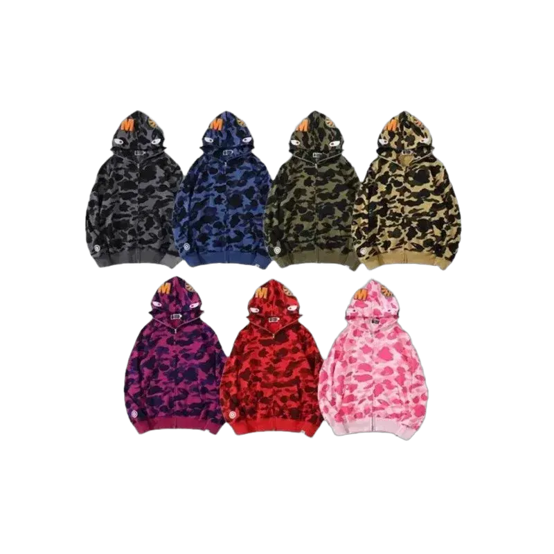 B4pe Camo Shark Zip Hoodie - Multiple Colors Available