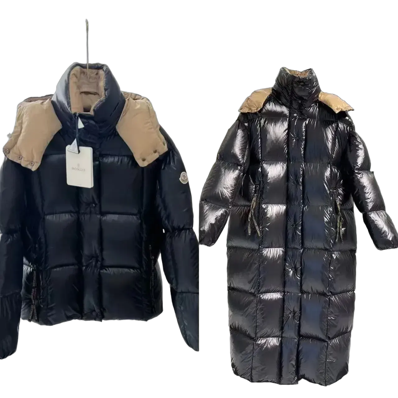 M0ncler glossy down jacket with detachable hood - Multiple Colors Available