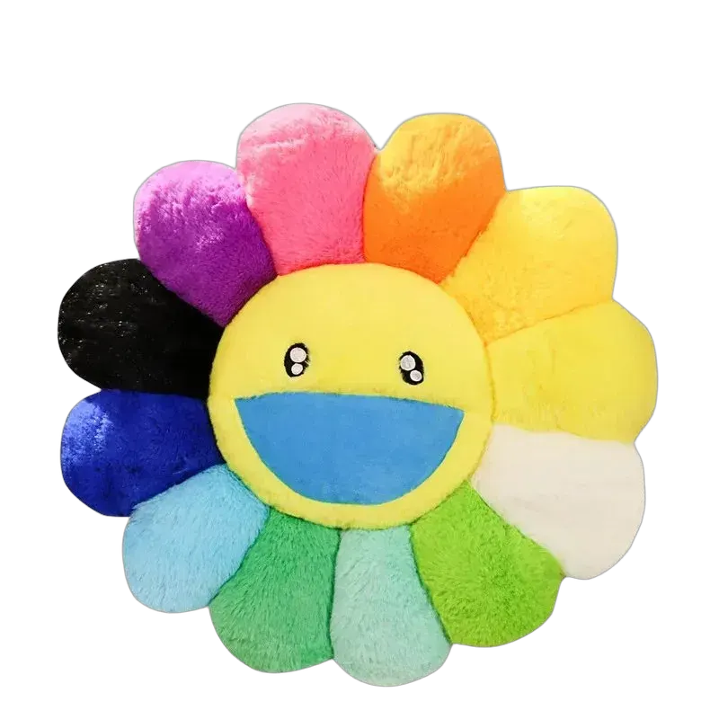Smiling Rainbow Flower Plush Cushion