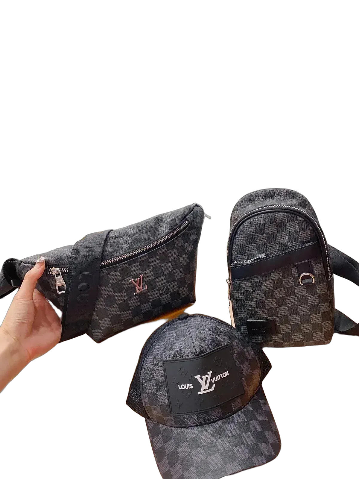 Lou!s Vuitton Monogram Bag and Cap Set