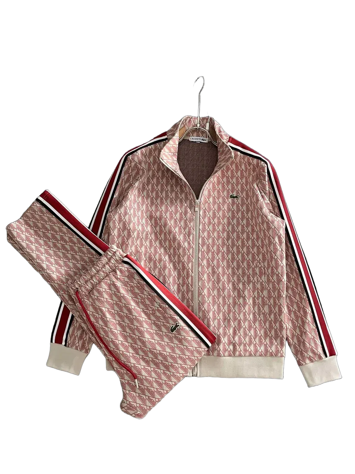 Lac0ste monogram tracksuit with striped accents - Multiple Colors Available