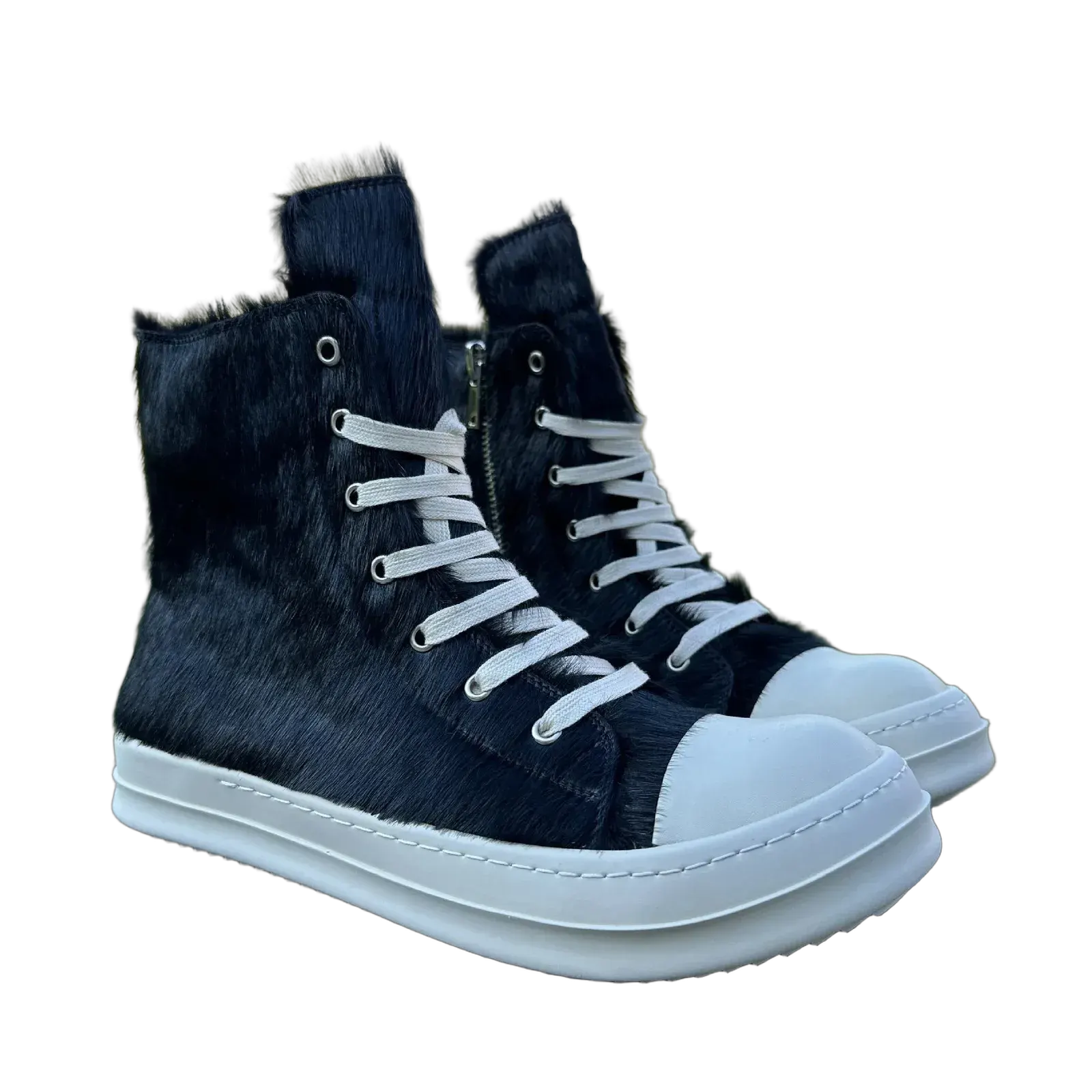 R!ck Owens Textured High-top Sneakers