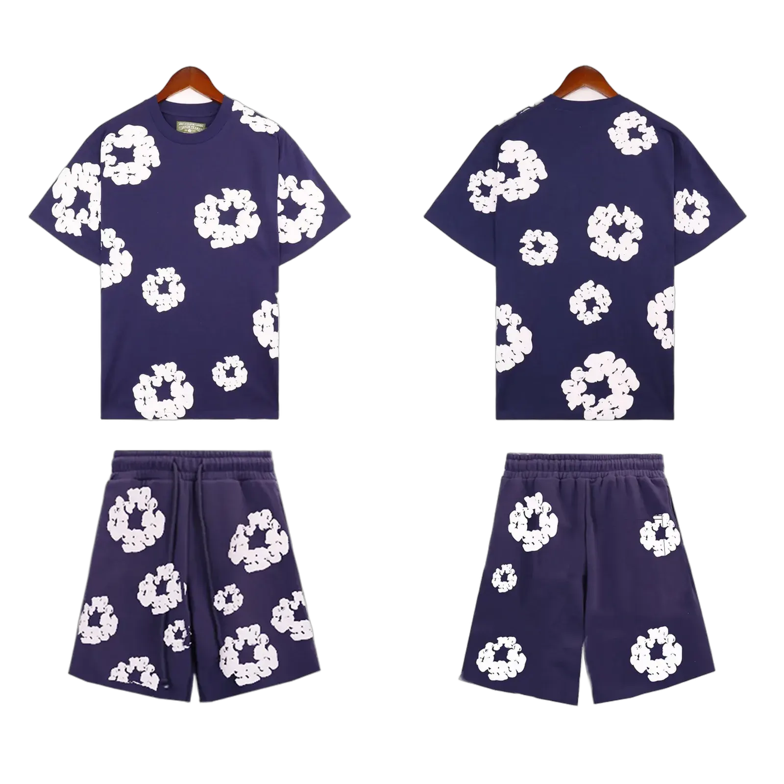 D3nim Tears Cotton Wreath T-Shirt and Shorts - Multiple Colors Available