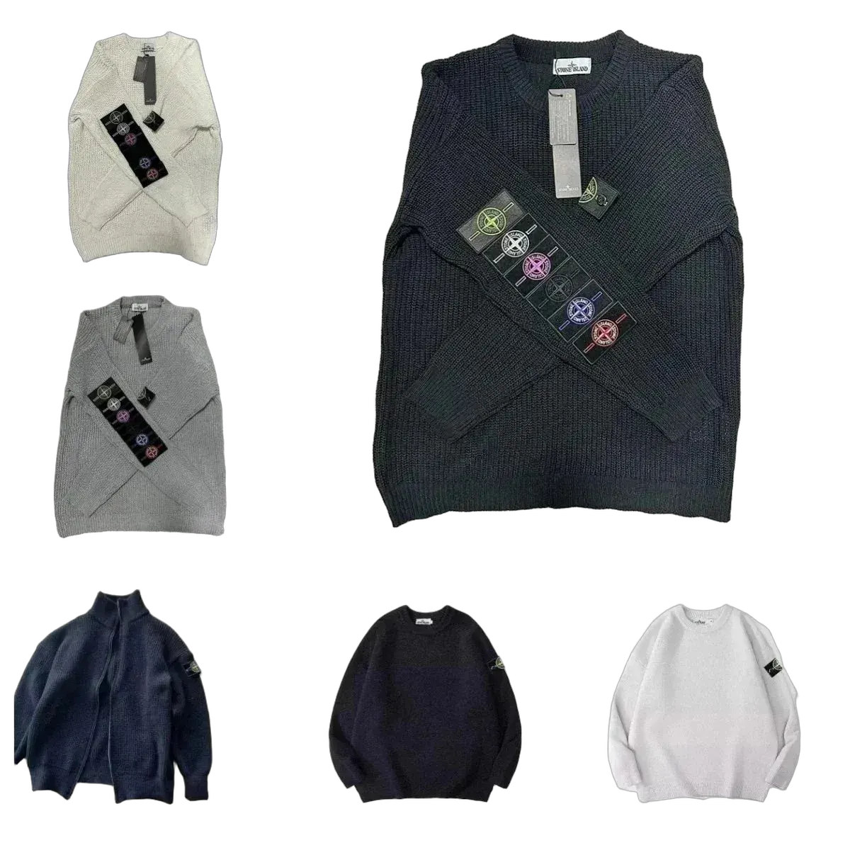St0ne Island knit sweater with signature compass patch - Multiple Colors Available