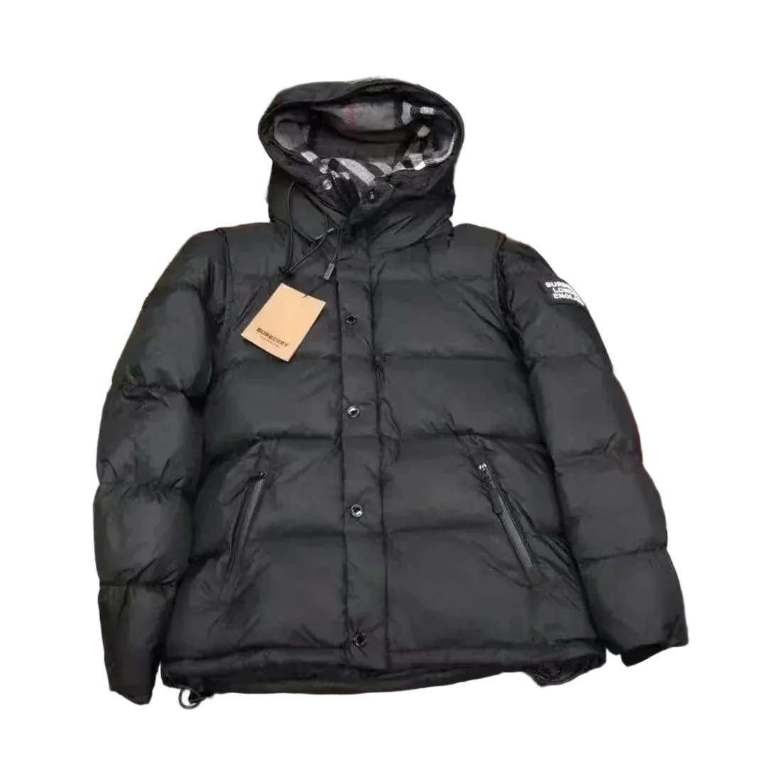 Burberr! Check-lined Hooded Puffer Jacket