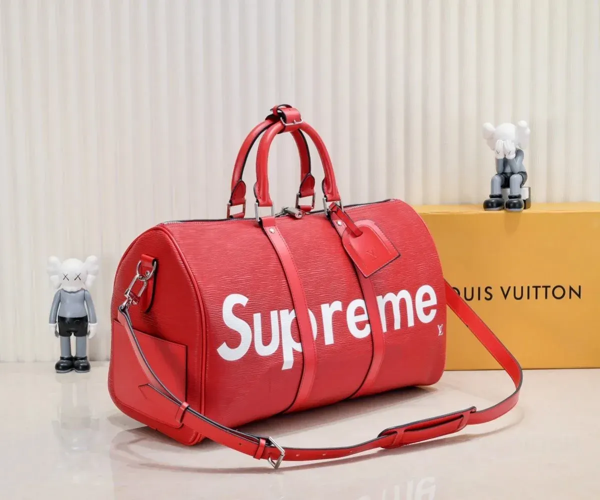 Lou!s Vuitton x Supr3me Red Duffle Bag